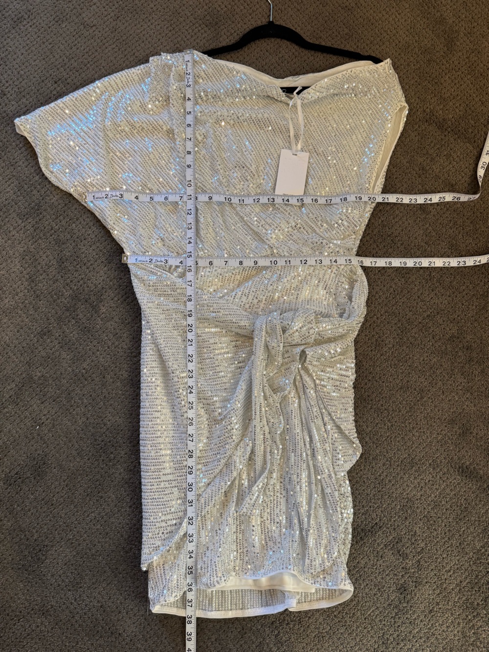 Grace Karin One-Shoulder Silver Sequin Knot Party Dress NWT - Picture 6 of 8